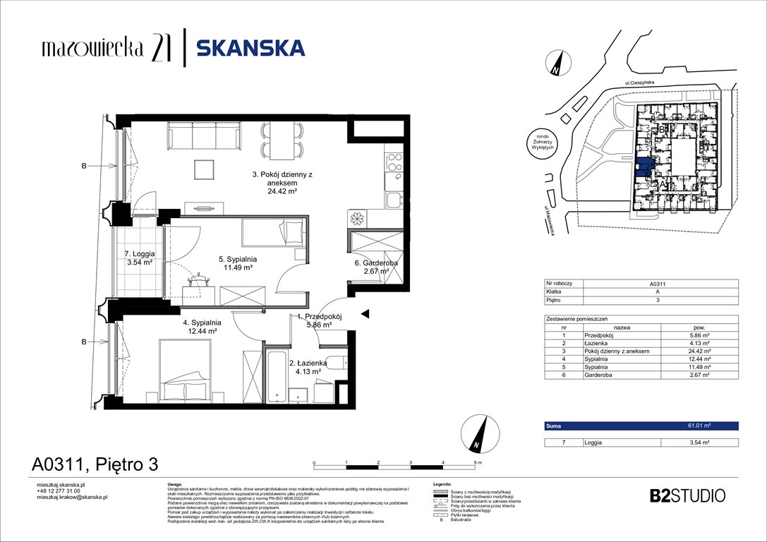 Nowe mieszkanie trzypokojowe Mazowiecka 21 Kraków, Krowodrza, ul. Mazowiecka 21  61m2 Foto 1