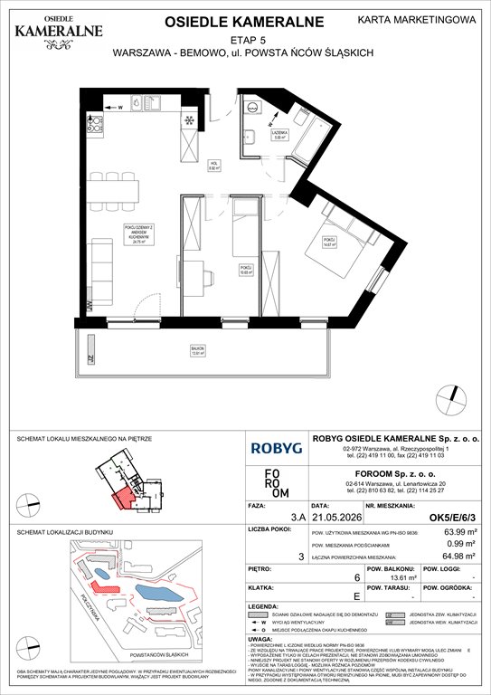 Nowe mieszkanie trzypokojowe Osiedle Kameralne etap 7 Warszawa, Powstańców Śląskich  64m2 Foto 1