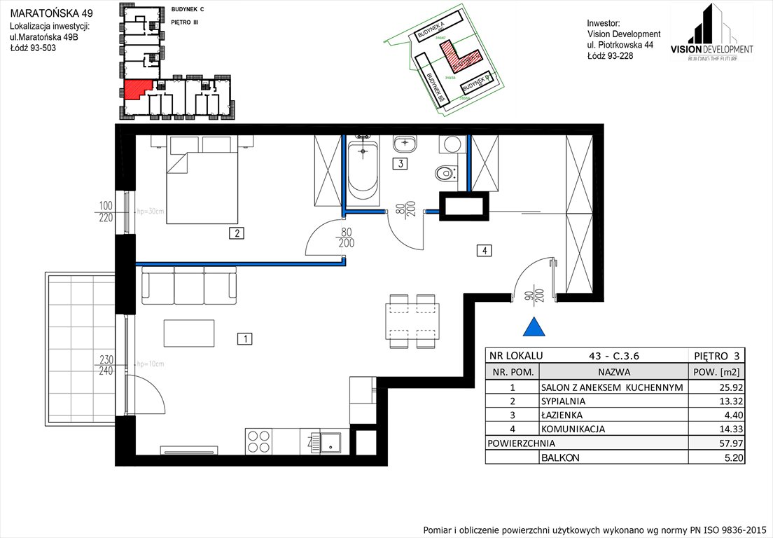 Nowe mieszkanie dwupokojowe Maratońska 49 Nowa Retkinia  Łódź, Retkinia, Maratońska 49C  58m2 Foto 1