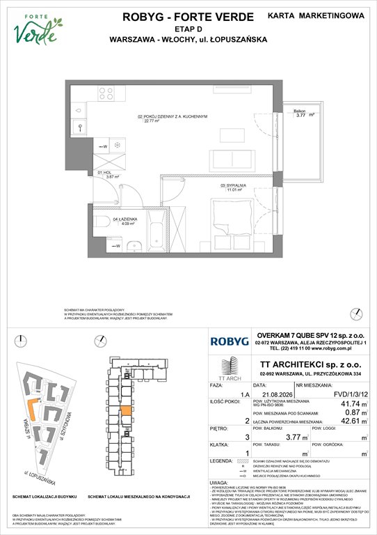 Nowe mieszkanie dwupokojowe Forte Verde Warszawa, Włochy, Łopuszańska 28  42m2 Foto 1
