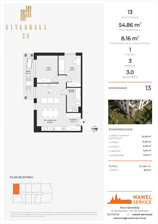 mieszkanie na sprzedaż 55m2 mieszkanie Katowice, Bytkowska 107