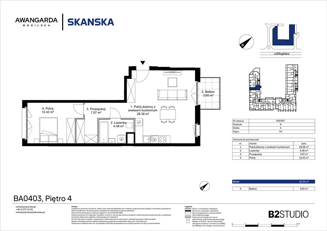 Nowe mieszkanie dwupokojowe Awangarda Mogilska Kraków, Prądnik Czerwony, Mogilska 126  52m2 Foto 1