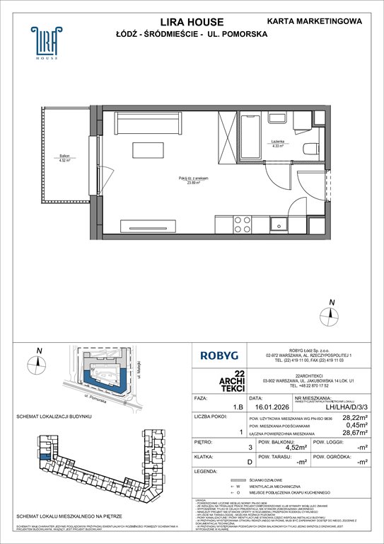 Nowa kawalerka Lira House Łódź, Pomorska 108  28m2 Foto 1