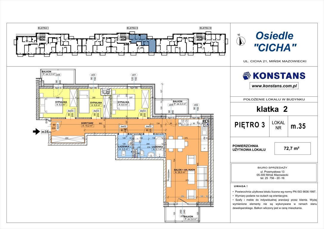 Nowe mieszkanie czteropokojowe  Cicha 21 Mińsk Mazowiecki, Cicha 12  73m2 Foto 1