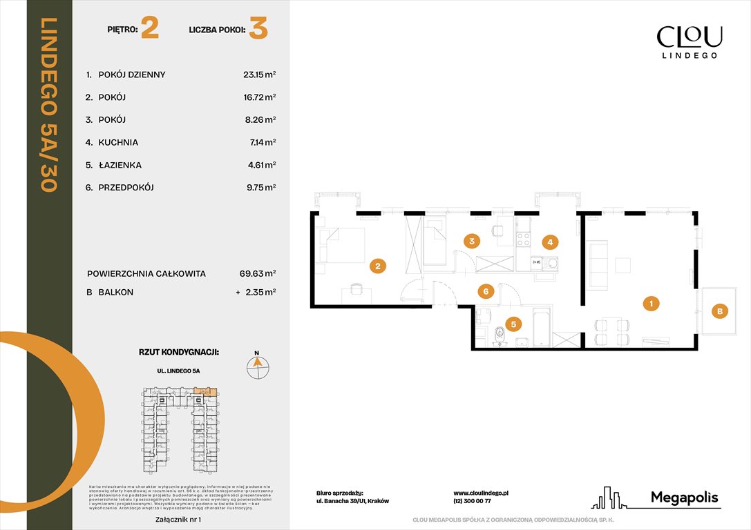 Nowe mieszkanie trzypokojowe Clou Lindego Kraków, Lindego 5a  70m2 Foto 1
