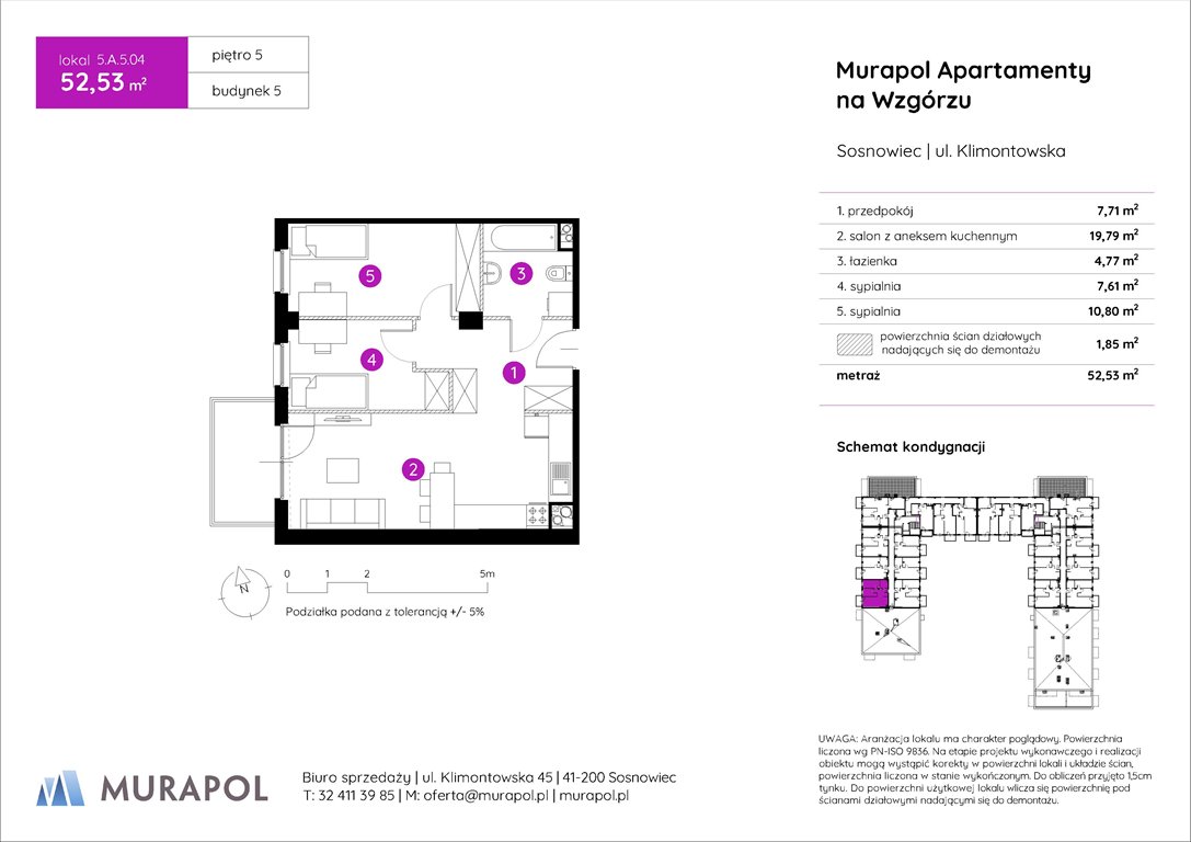 Nowe mieszkanie trzypokojowe Murapol Apartamenty na Wzgórzu Sosnowiec, ul. Klimontowska  53m2 Foto 1