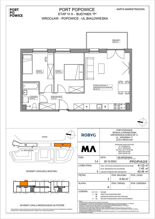 Nowe mieszkanie trzypokojowe Port Popowice Wrocław, Fabryczna, Białowieska 91a  61m2 Foto 1