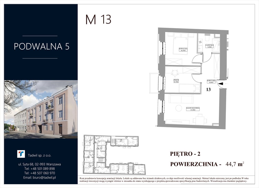 Nowe mieszkanie trzypokojowe podwalna5.pl Radom, Śródmieście, Podwalna 5  45m2 Foto 1