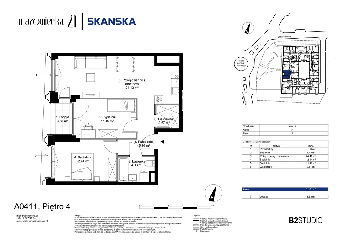 Nowe mieszkanie trzypokojowe Mazowiecka 21 Kraków, Krowodrza, ul. Mazowiecka 21  61m2 Foto 1
