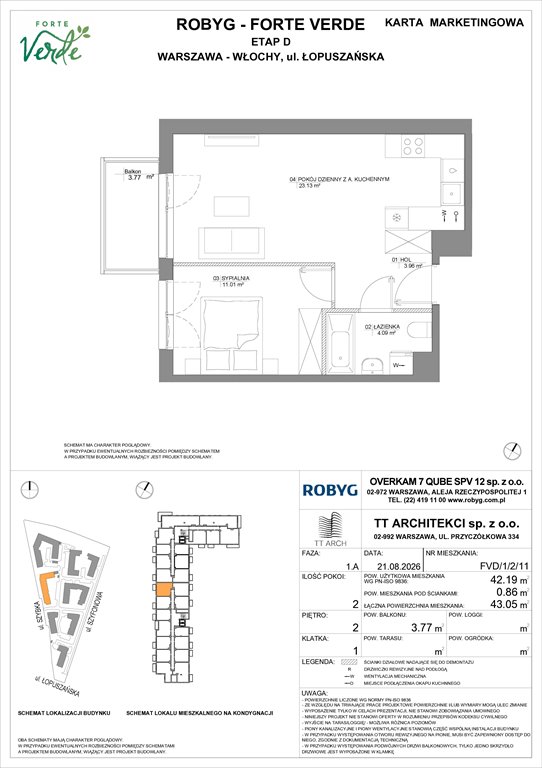 Nowe mieszkanie dwupokojowe Forte Verde Warszawa, Włochy, Łopuszańska 28  42m2 Foto 1