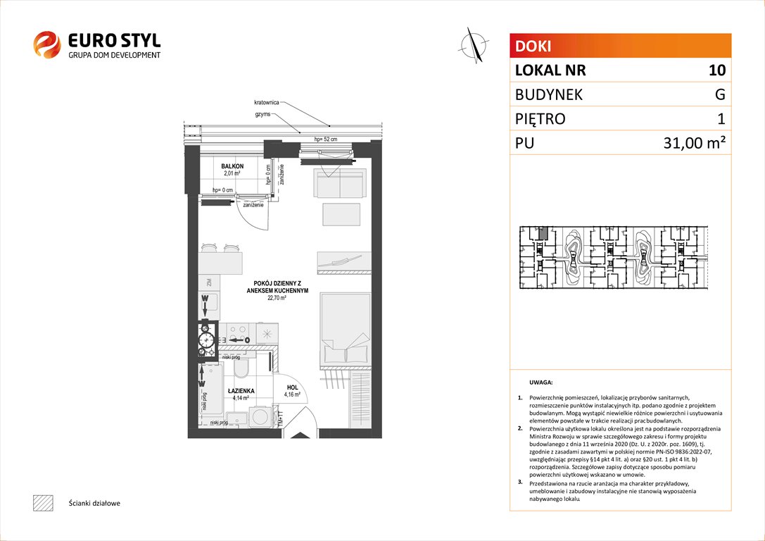 Nowa kawalerka DOKI LIVING Gdańsk, Śródmieście, ks. Jerzego Popiełuszki/Rybaki Górne  31m2 Foto 1