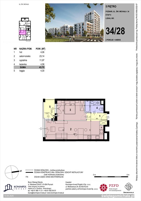 Nowe mieszkanie dwupokojowe Świętego Michała etap 2 Poznań, Komandoria, Świętego Michała 36  44m2 Foto 1