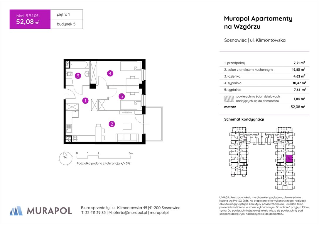 Nowe mieszkanie trzypokojowe Murapol Apartamenty na Wzgórzu Sosnowiec, ul. Klimontowska  52m2 Foto 1