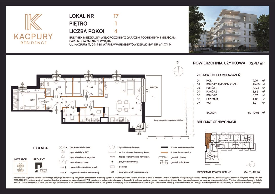Nowe mieszkanie czteropokojowe  Kacpury Residence Warszawa, Rembetów, Kacpury 11  72m2 Foto 1