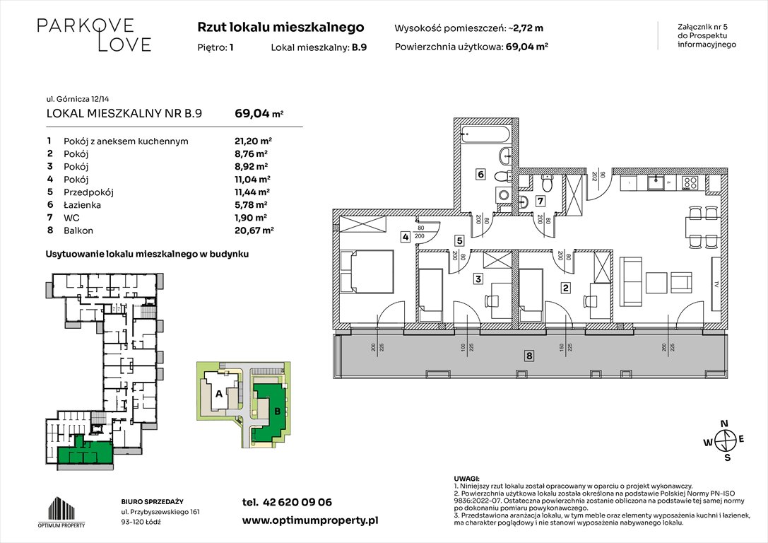 Nowe mieszkanie czteropokojowe  PARKOVE LOVE Łódź, Bałuty-Doły, ul. Górnicza 12/14  69m2 Foto 1