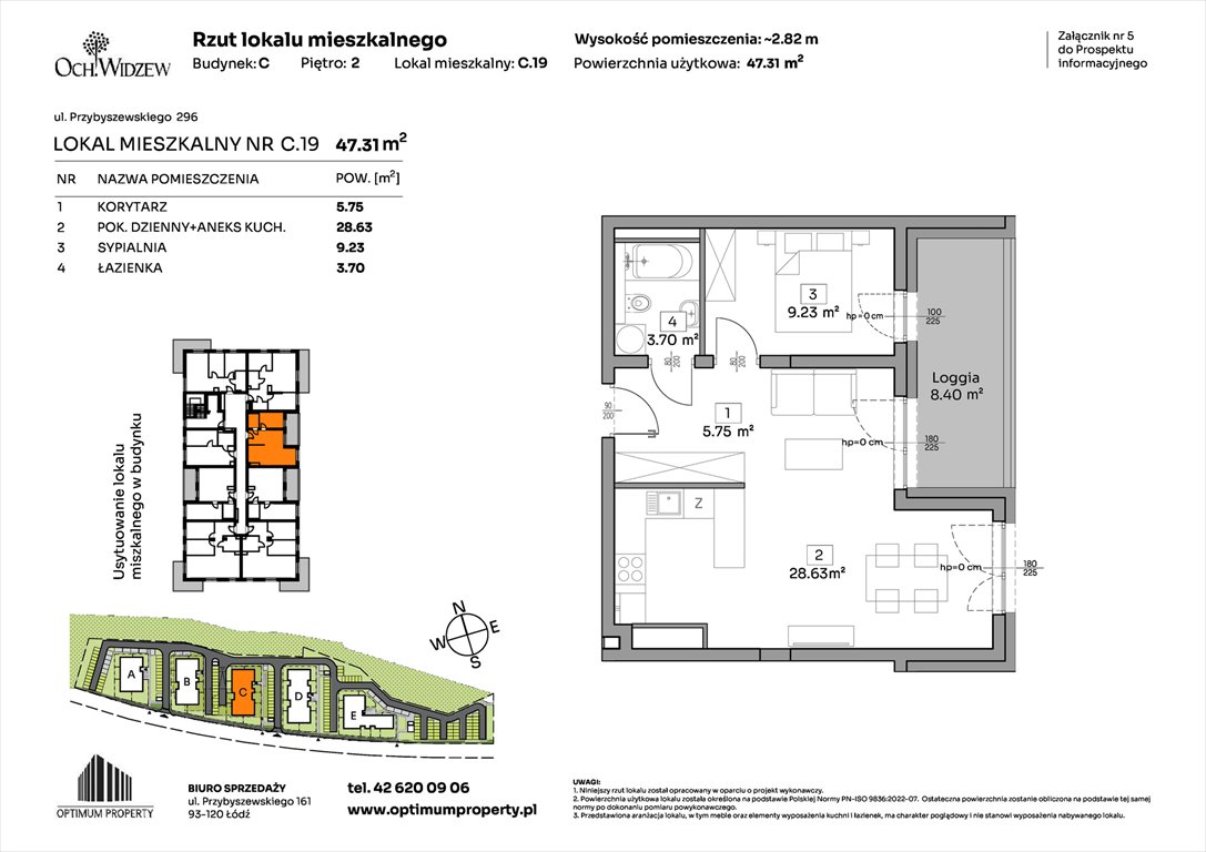 Nowe mieszkanie dwupokojowe OchWidzew Łódź, Widzew, Przybyszewskiego 292-300  47m2 Foto 1