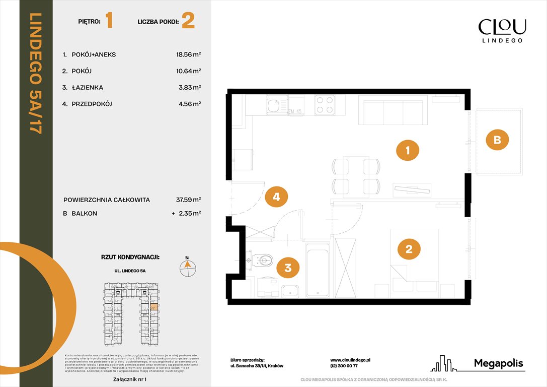 Nowe mieszkanie dwupokojowe Clou Lindego Kraków, Lindego 5a  38m2 Foto 1