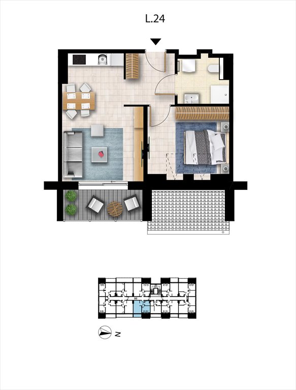 Nowe mieszkanie trzypokojowe Sunset Resort Grzybowo, Nadmorska 98 -106  41m2 Foto 1