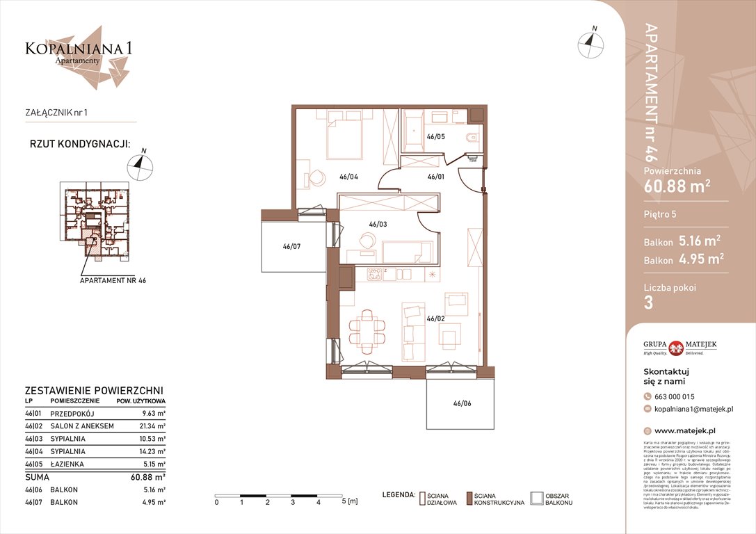 Nowe mieszkanie trzypokojowe KOPALNIANA 1 Katowice, Bogucice, Kopalniana 1  61m2 Foto 1