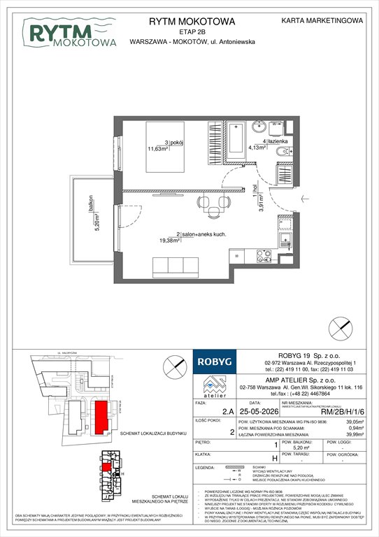 Nowe mieszkanie dwupokojowe Rytm Mokotowa Warszawa, Mokotów, Antoniewska 3B  39m2 Foto 1