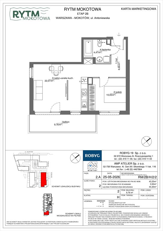 Nowe mieszkanie dwupokojowe Rytm Mokotowa Warszawa, Mokotów, Antoniewska 3B  43m2 Foto 1