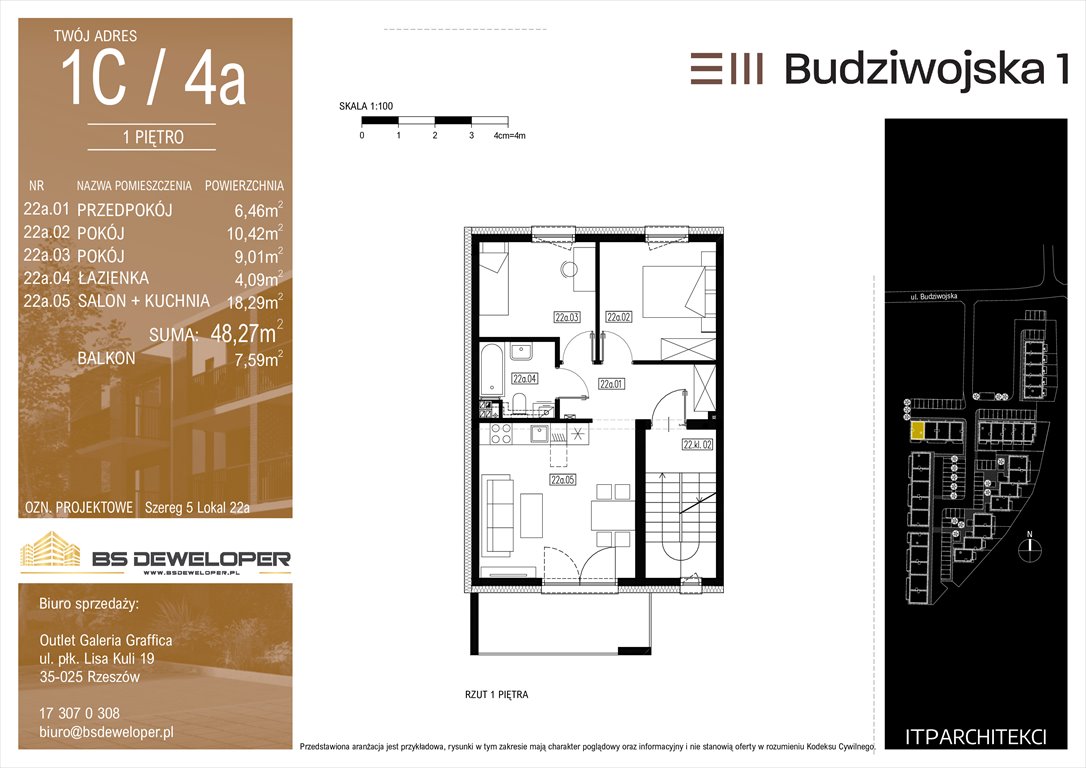 Nowe mieszkanie trzypokojowe Budziwojska 3 Rzeszów, Budziwojska 3  48m2 Foto 1