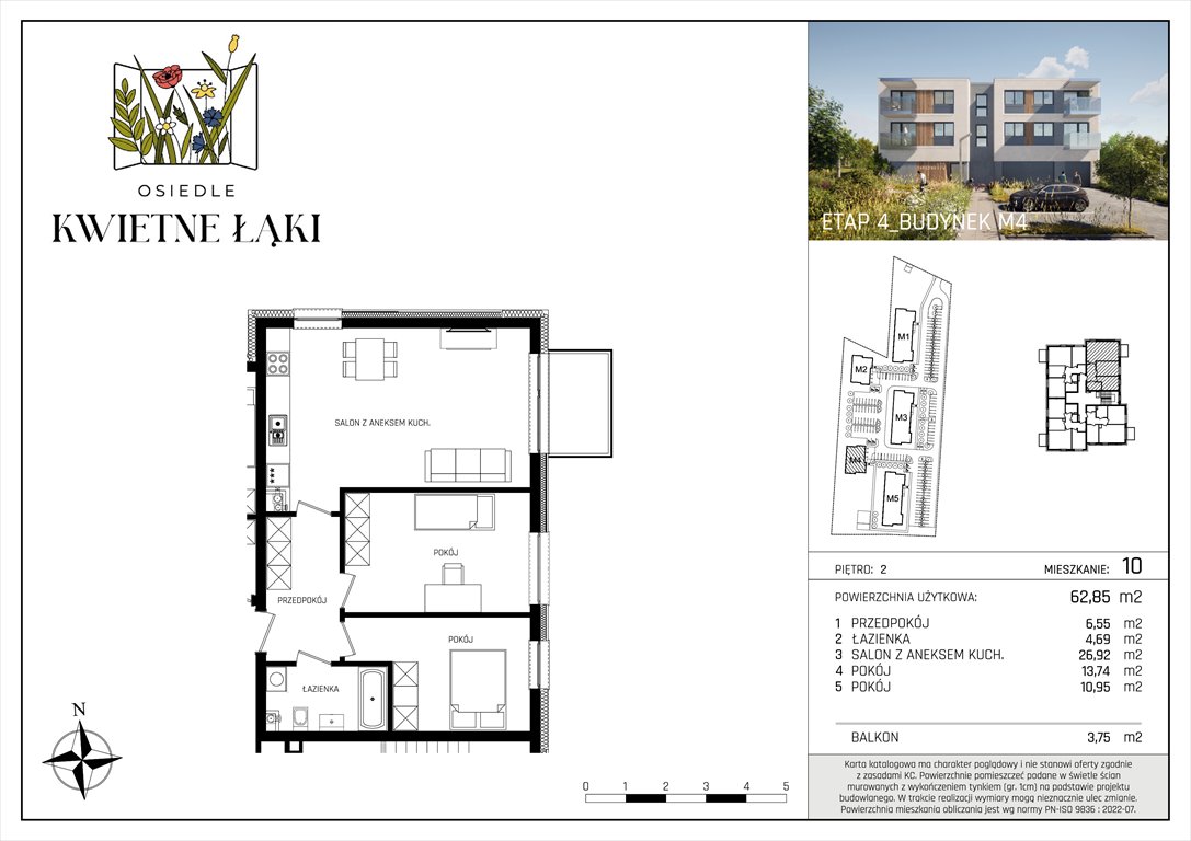 Nowe mieszkanie trzypokojowe Osiedle Kwietne Łąki Poddębice, Targowa 17  63m2 Foto 1