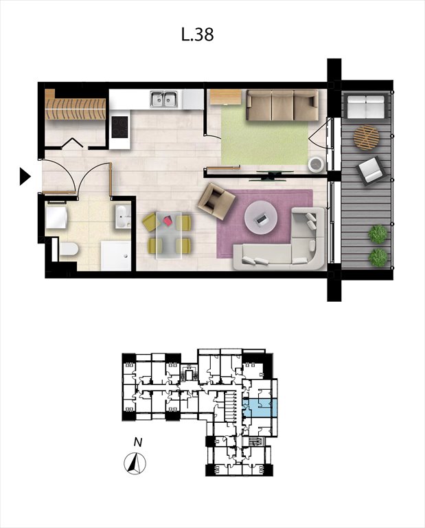 Nowe mieszkanie dwupokojowe Sunset Resort Grzybowo, Nadmorska 98 -106  38m2 Foto 1