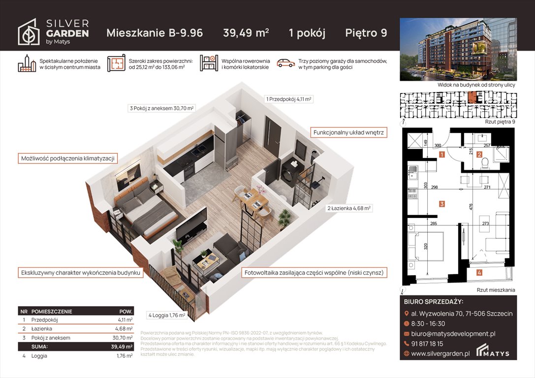 Nowa kawalerka Silver Garden Szczecin, Centrum, al. Wyzwolenia 70 / ul. Staszica 21  39m2 Foto 1
