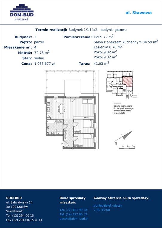 Nowe mieszkanie trzypokojowe Stawowa Kraków, Bronowice Wielkie, Stawowa  73m2 Foto 1