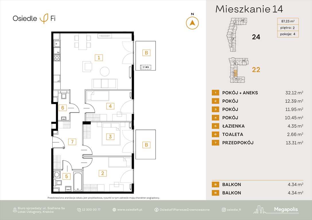 Nowe mieszkanie czteropokojowe  Osiedle FI Kraków, Rzemieślnicza 22-24  87m2 Foto 1