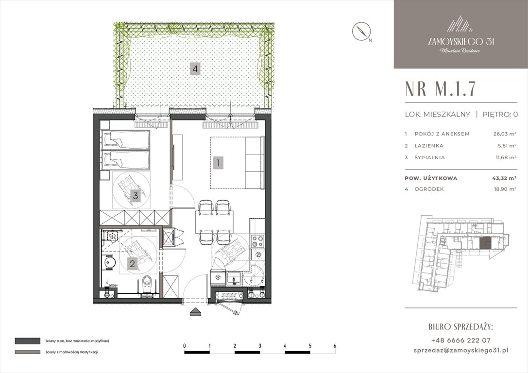 Nowe mieszkanie dwupokojowe Zamoyskiego 31 Zakopanego, Zamoyskiego 31  43m2 Foto 1