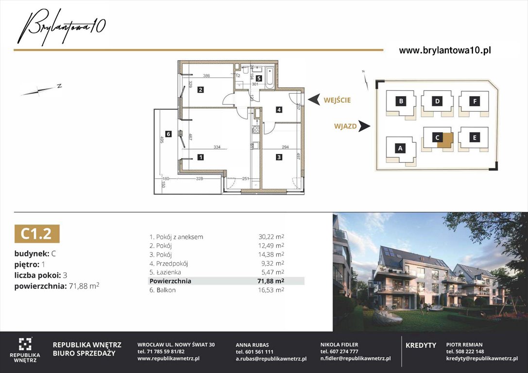 Nowe mieszkanie trzypokojowe Brylantowa 10 Wrocław, Ołtaszyn, Brylantowa 10  72m2 Foto 1