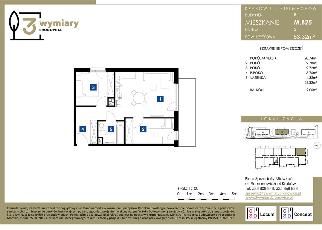 Nowe mieszkanie trzypokojowe 3 Wymiary Bronowice Kraków, Bronowice Wielkie, Stelmachów  53m2 Foto 1
