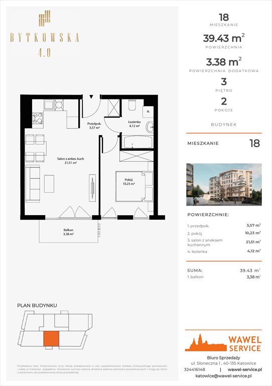 mieszkanie na sprzedaż 39m2 mieszkanie Katowice, Bytkowska
