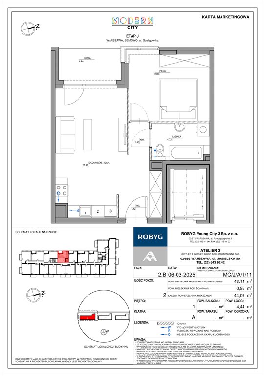 Nowe mieszkanie dwupokojowe Modern City Warszawa, Bemowo, Szeligowska  43m2 Foto 1