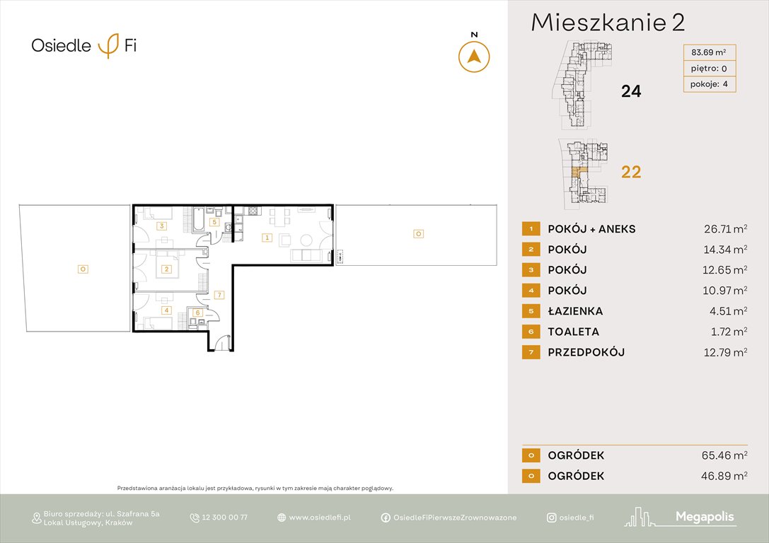 Nowe mieszkanie czteropokojowe  Osiedle FI Kraków, Rzemieślnicza 22-24  84m2 Foto 1