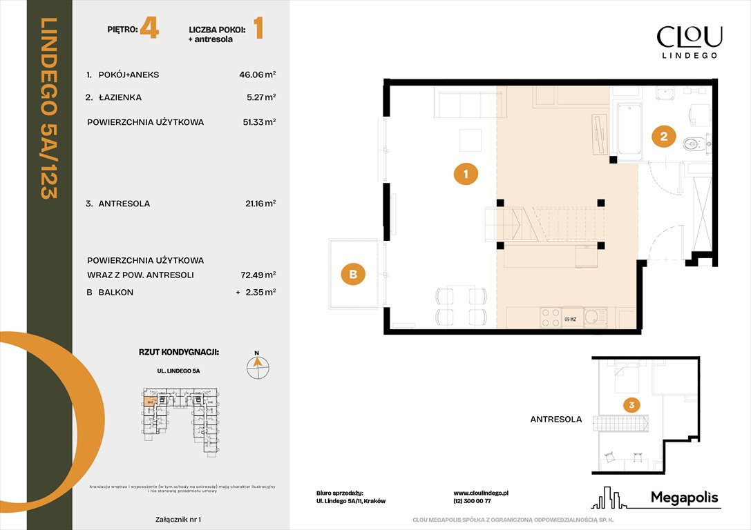 Nowe mieszkanie dwupokojowe Clou Lindego Kraków, Lindego 5a  51m2 Foto 1