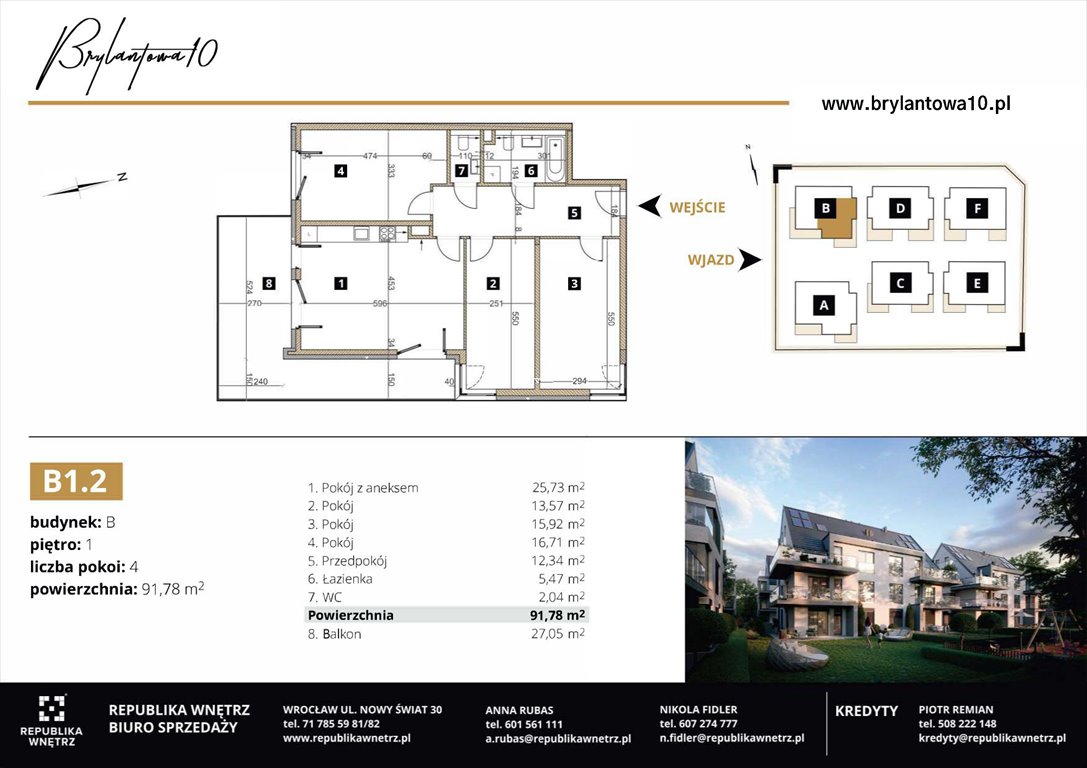 Nowe mieszkanie czteropokojowe  Brylantowa 10 Wrocław, Ołtaszyn, Brylantowa 10  92m2 Foto 1