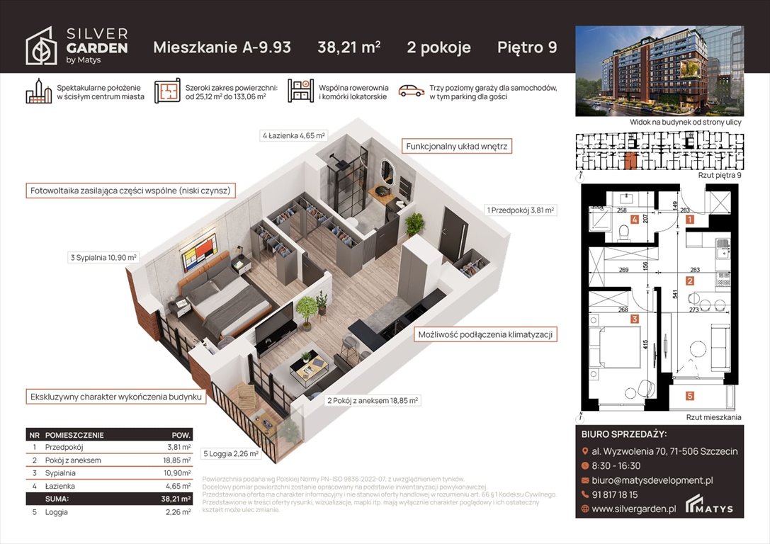 Nowe mieszkanie dwupokojowe Silver Garden Szczecin, Centrum, al. Wyzwolenia 70 / ul. Staszica 21  38m2 Foto 1