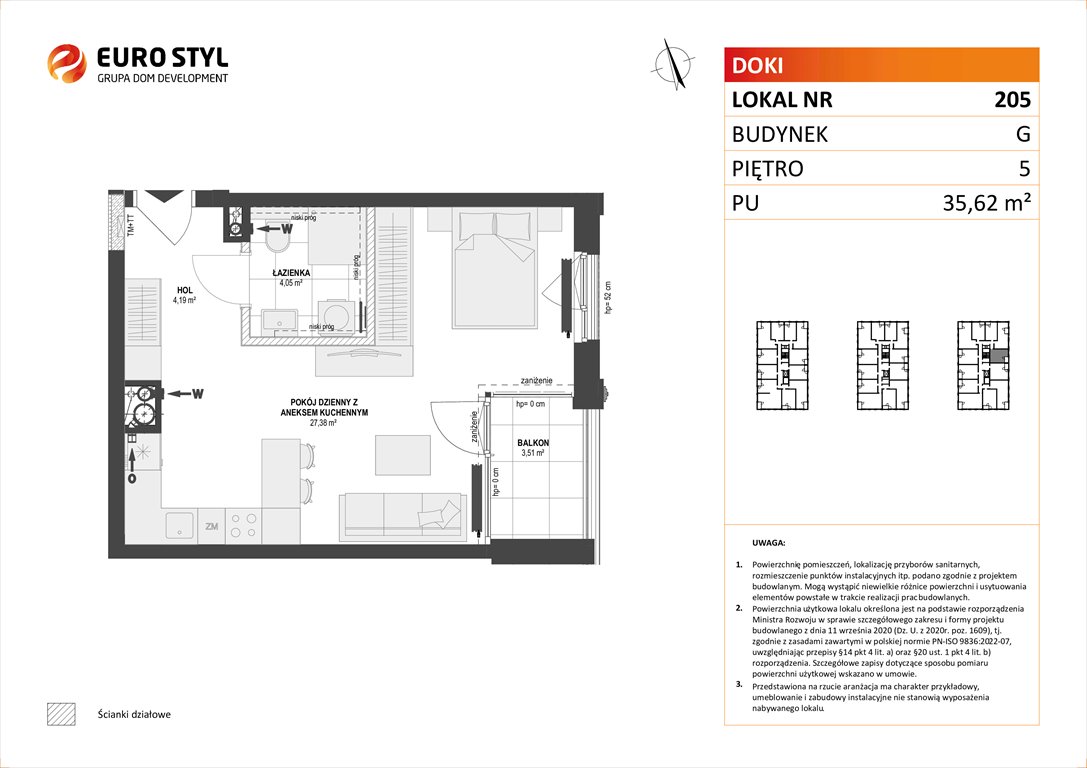 Nowa kawalerka DOKI LIVING Gdańsk, Śródmieście, ks. Jerzego Popiełuszki/Rybaki Górne  36m2 Foto 1