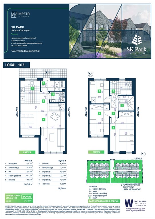 Nowe mieszkanie czteropokojowe  SK Park Święta Katarzyna Siechnice, Święta Katarzyna, Łąkowa  94m2 Foto 1