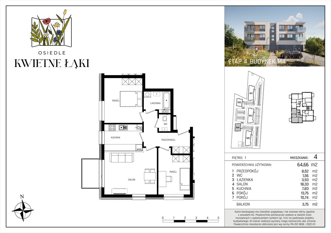 Nowe mieszkanie trzypokojowe Osiedle Kwietne Łąki Poddębice, Targowa 17  65m2 Foto 1
