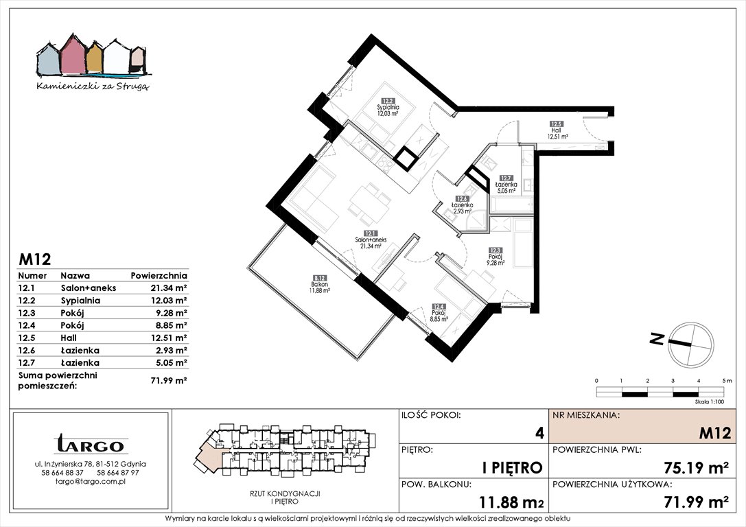 Nowe mieszkanie czteropokojowe  Kamieniczki za Strugą Rumia, Kosynierów 9  72m2 Foto 1