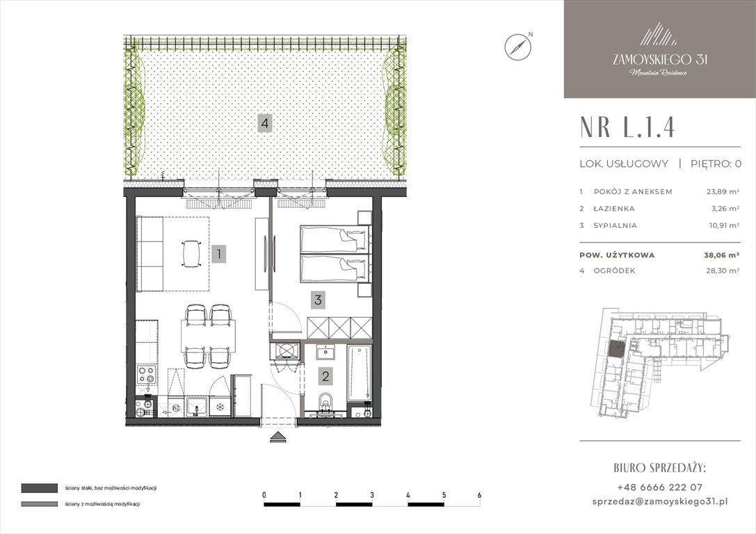 Nowe mieszkanie dwupokojowe Zamoyskiego 31 Zakopanego, Zamoyskiego 31  38m2 Foto 1