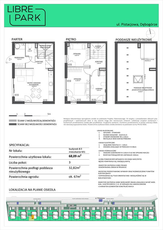 Nowe mieszkanie trzypokojowe Osiedle Libre Park Dębogórze, Pistacjowa 5  68m2 Foto 1