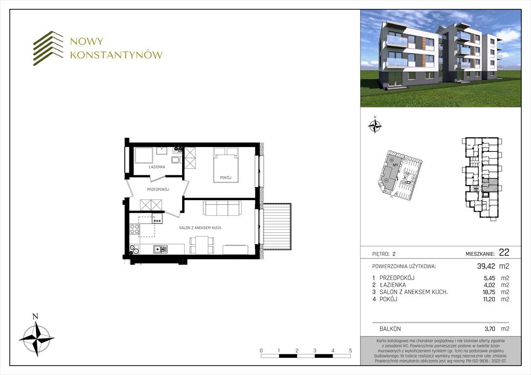 Nowe mieszkanie dwupokojowe Nowy Konstantynów Konstantynów Łódzki, Kosynierów 10 B  39m2 Foto 1