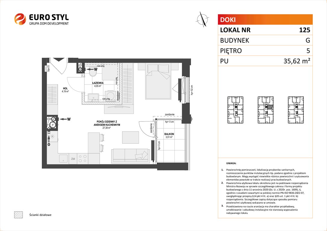 Nowa kawalerka DOKI LIVING Gdańsk, Śródmieście, ks. Jerzego Popiełuszki/Rybaki Górne  36m2 Foto 1