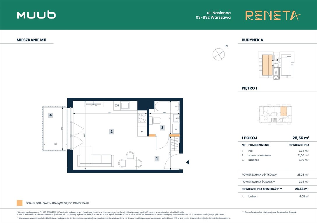 Nowa kawalerka RENETA Warszawa, Włochy, Nasienna 11  29m2 Foto 1