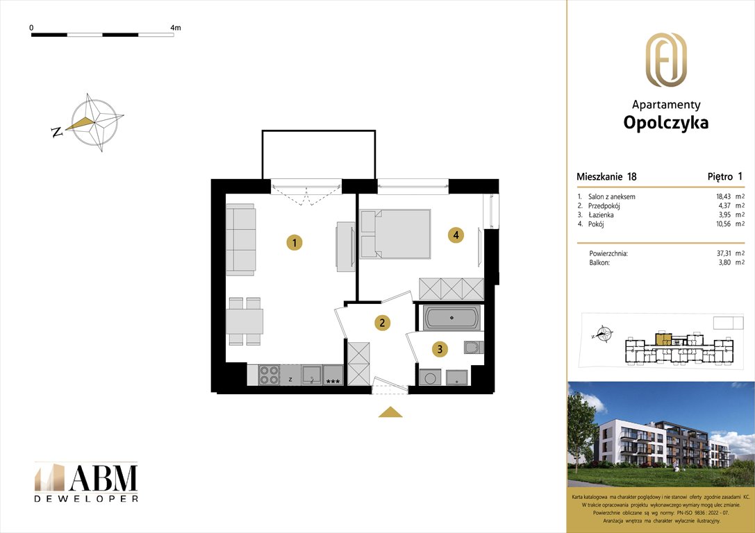Nowe mieszkanie dwupokojowe APARTAMENTY OPOLCZYKA Łódź, Widzew, Opolczyka 16  37m2 Foto 1